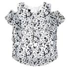 Girls 7-16 Iz Amy Byer Cold Shoulder Flutter Top With Necklace, Size: Xl, Black White Floral