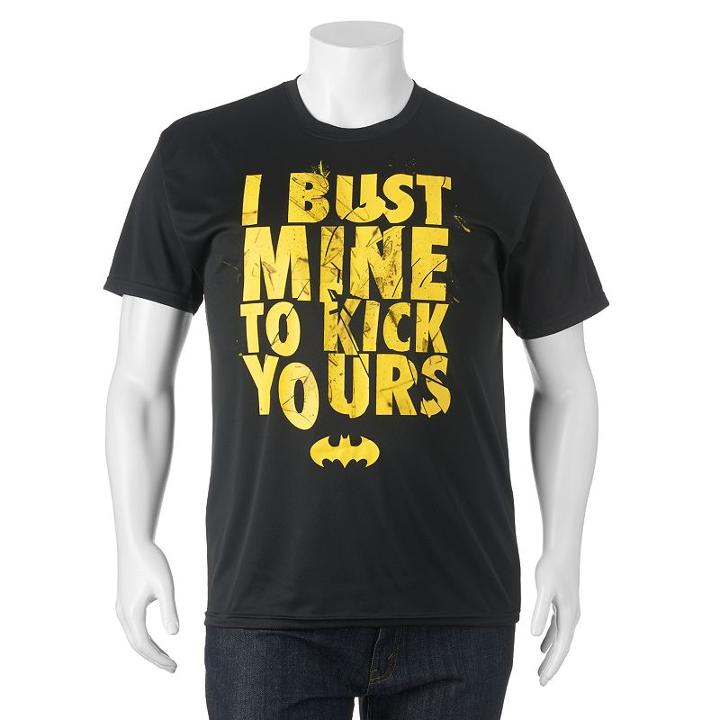 Big & Tall Dc Comics Batman Shield Performance Tee, Men's, Size: 2xb, Black