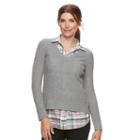 Women's Croft & Barrow&reg; 2-fer Sweater, Size: Large, Med Grey