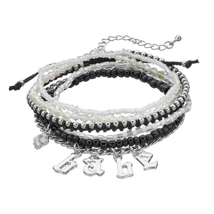 Mudd&reg; Babe, Slipknot & Beaded Stretch Bracelet Set, Women's, Silver