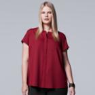 Plus Size Simply Vera Vera Wang Essential Popover Top, Women's, Size: 0x, Dark Red