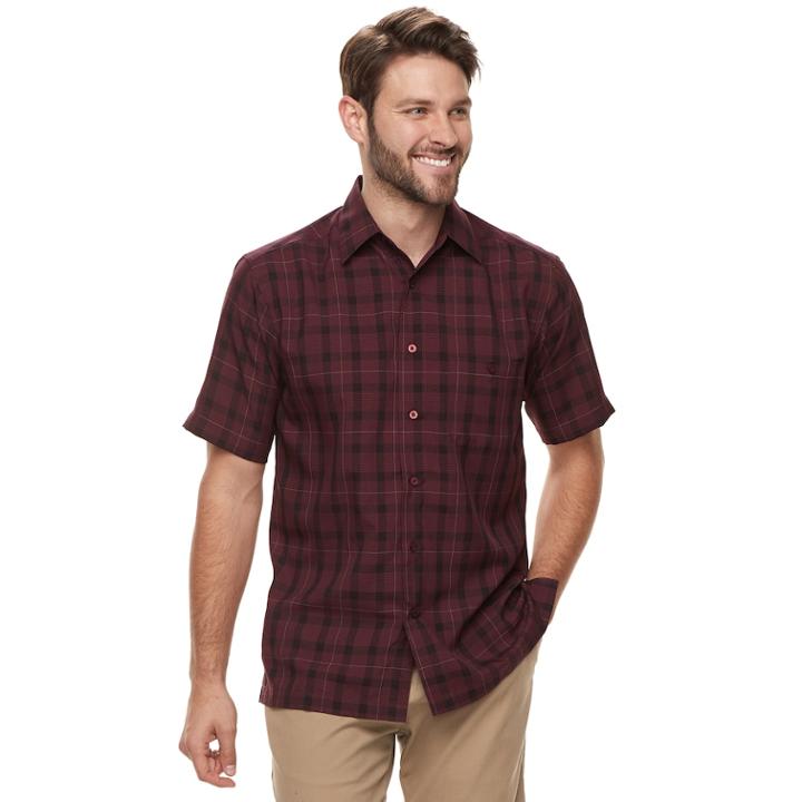 Men's Haggar Classic-fit Microfiber Button-down Shirt, Size: Small, Drk Purple