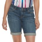 Women's Jennifer Lopez Cuffed Bermuda Jean Shorts, Size: 12, Dark Blue