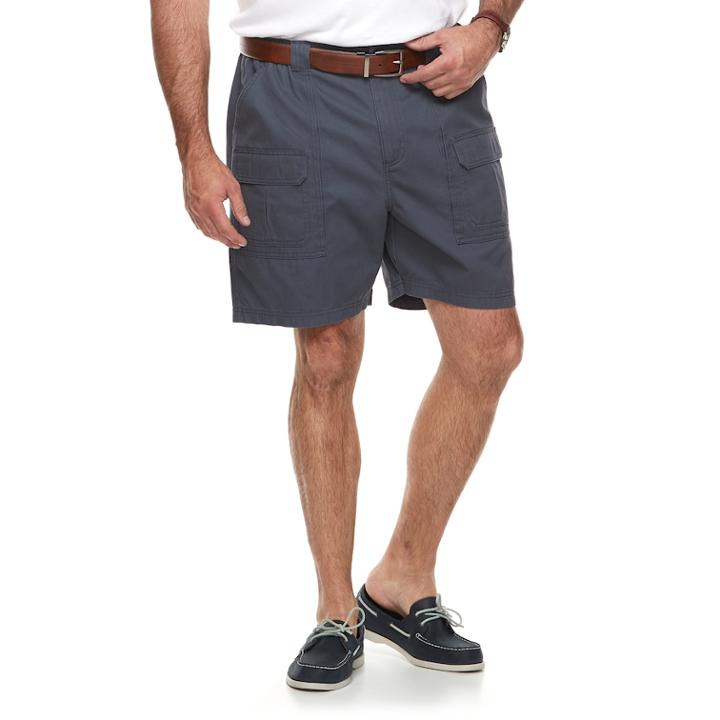 Big & Tall Croft & Barrow&reg; Relaxed-fit Side-elastic Twill Cargo Shorts, Men's, Size: 46, Dark Grey