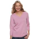 Women's Croft & Barrow&reg; V-neck Lightweight Sweater, Size: Xl, Med Pink