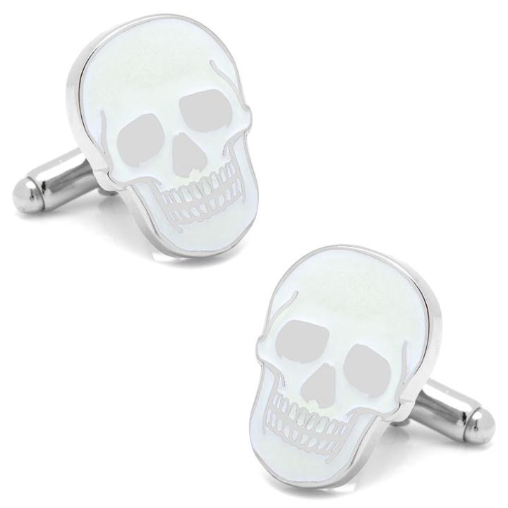 Glow-in-the-dark Skull Cuff Links, Men's, White