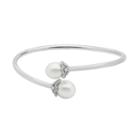 Pearlustre By Imperial Sterling Silver Freshwater Cultured Pearl Bypass Bangle Bracelet, Women's, White