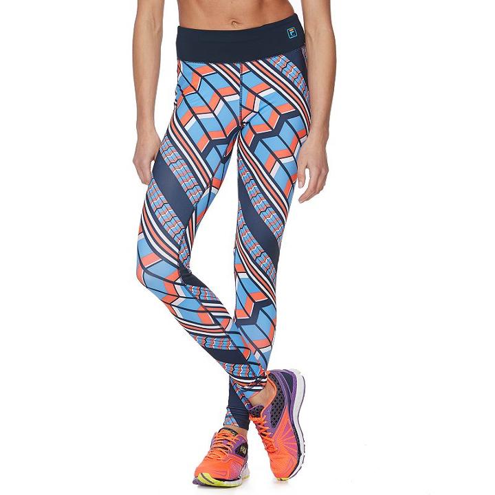 Women's Fila Sport&reg; Printed Chevron Performance Leggings, Size: Medium, Blue (navy)