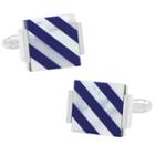 Floating Lapis And Mother Of Pearl Striped Cuff Links, Men's, Blue