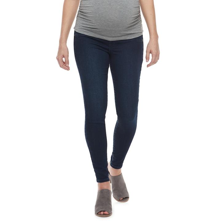 Maternity A:glow Inset Elastic Underbelly Panel Jeggings, Women's, Size: 16-mat, Dark Blue