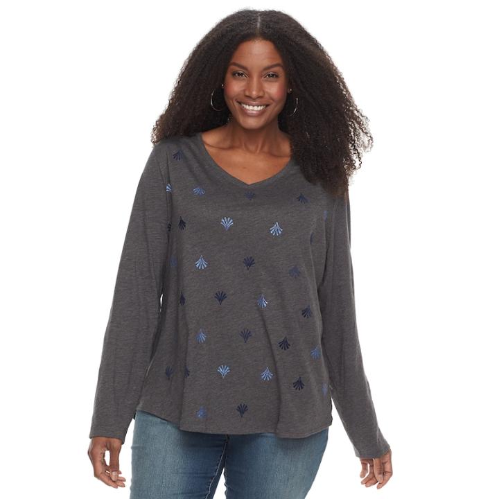 Plus Size Sonoma Goods For Life&trade; Essential V-neck Tee, Women's, Size: 2xl, Med Blue