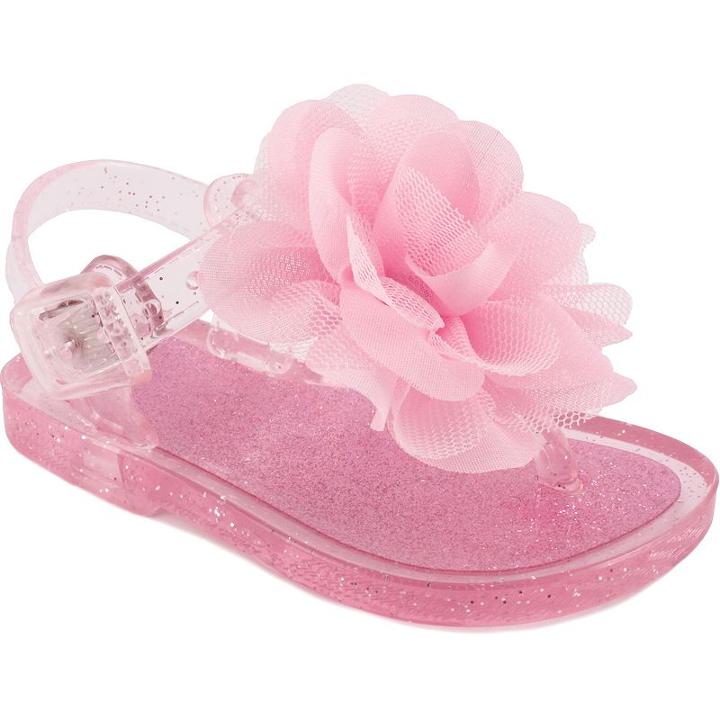 Baby Girl Wee Kids Glittery Jelly Crib Sandals, Size: 4, Pink