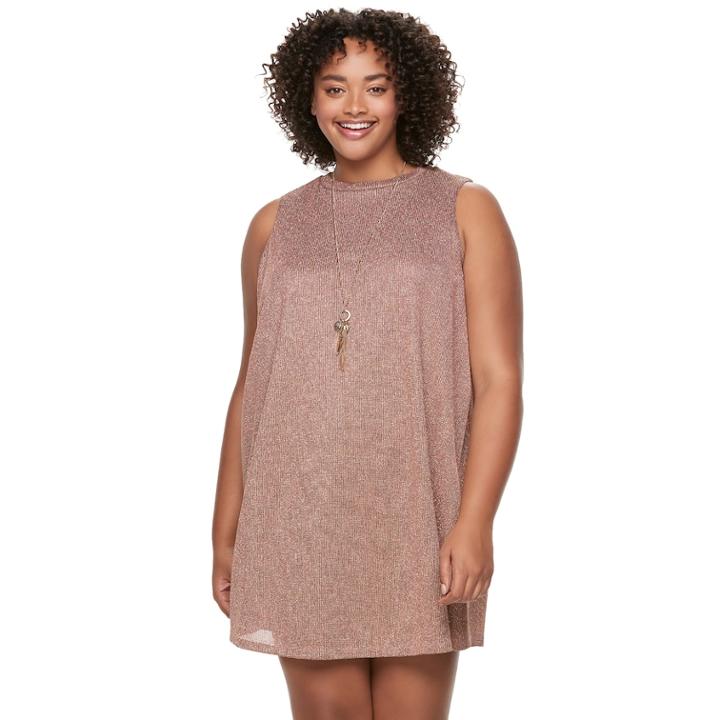Juniors' Plus Size Heartsoul Necklace Swing Sweater Dress, Teens, Size: 1xl, Light Pink