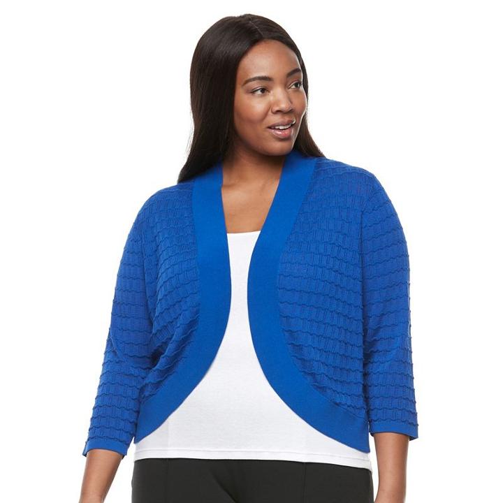 Plus Size Dana Buchman Textured Bolero, Women's, Size: 3xl, Blue