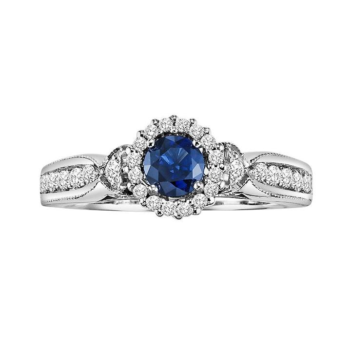 Cherish Always Diamond And Sapphire Engagement Ring In 10k White Gold (7/8 Ct. T.w.), Women's, Size: 5, Blue