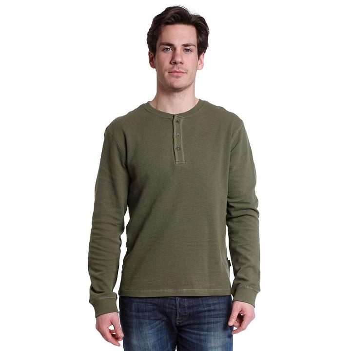 Men's Stanley Classic-fit Waffle-knit Henley, Size: Large, Green