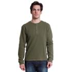 Men's Stanley Classic-fit Waffle-knit Henley, Size: Large, Green