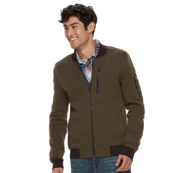Men's Rock & Republic Textured Bomber Jacket, Size: Large, Dark Green