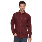 Men's Marc Anthony Slim-fit Texture-striped Military Button-down Shirt, Size: L Tall, Dark Red