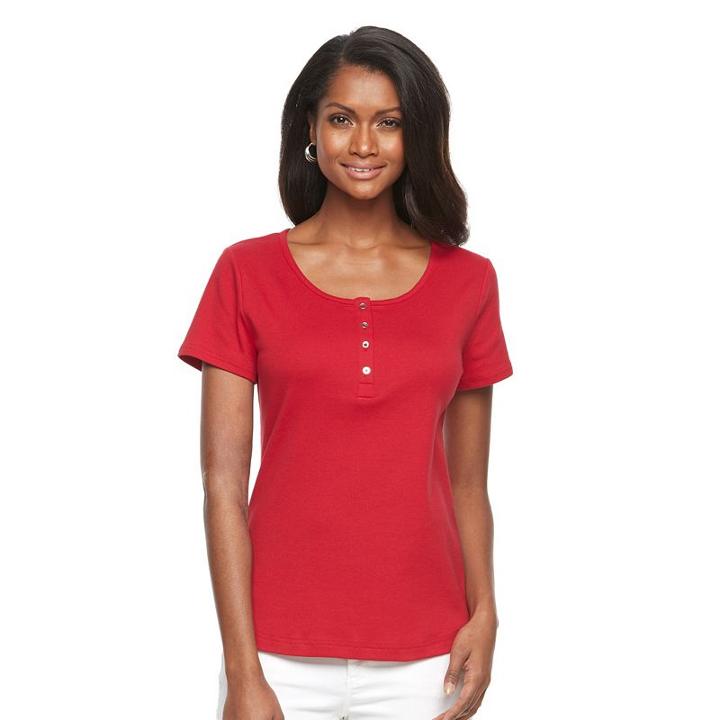 Women's Croft & Barrow&reg; Henley Tee, Size: Small, Med Red