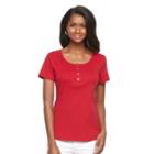 Women's Croft & Barrow&reg; Henley Tee, Size: Small, Med Red