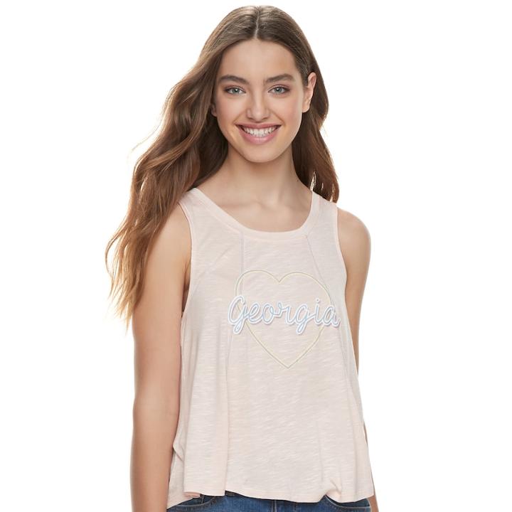 Juniors' About A Girl Heart State Swing Tank, Size: Xs, Pink
