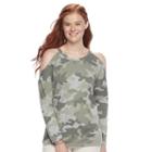 Juniors' Pink Republic Cold Shoulder Sweatshirt, Teens, Size: Small, Lt Green