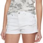 Juniors' Indigo Rein Mid-rise Lace-up Denim Shorts, Teens, Size: 15, White