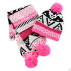 Girls 4-16 Pom Top Fairisle Hat & Scarf Set, Blue