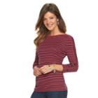 Women's Chaps Striped Boatneck Tee, Size: Xl, Pink
