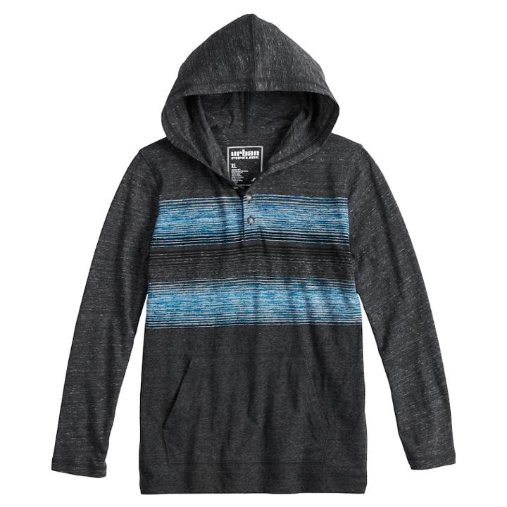 Boys 8-20 Urban Pipeline® Striped Hooded Tee, Size: Xl, Turquoise/blue (turq/aqua)