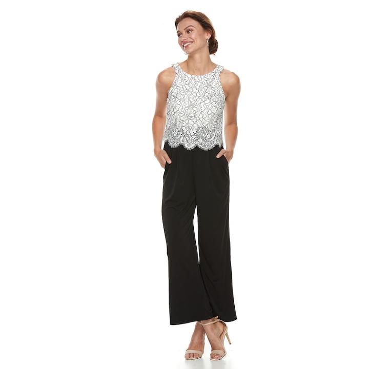 Petite Chaya Lace Overlay Jumpsuit, Women's, Size: 6 Petite, Grey (charcoal)