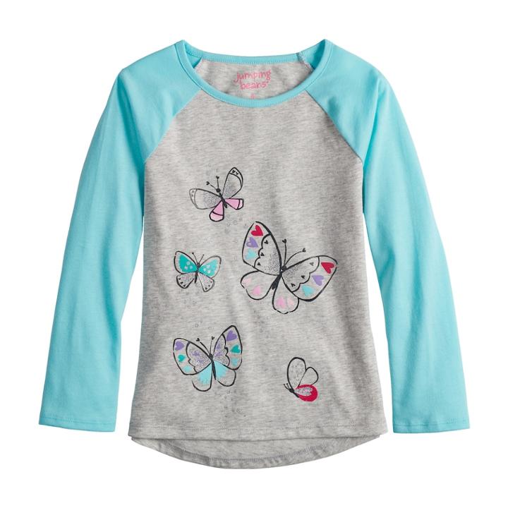Girls 4-10 Jumping Beans&reg; Hi-low Raglan Tee, Size: 7, Light Grey