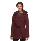Women's Croft & Barrow&reg; Fleece Hooded Peacoat, Size: Large, Red