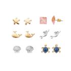 Mudd&reg; Whale, Mermaid, Seashell & Turtle Stud Earring Set, Women's, Multicolor