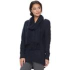 Women's Sonoma Goods For Life&trade; Cable Knit Crewneck Sweater & Scarf, Size: Xxl, Blue (navy)