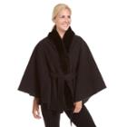 Women's Excelled Faux-fur Cape Coat, Black