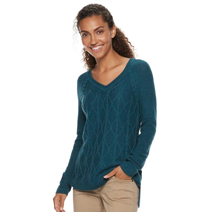 Women's Sonoma Goods For Life&trade; Trellis Cable-knit Sweater, Size: Large, Green