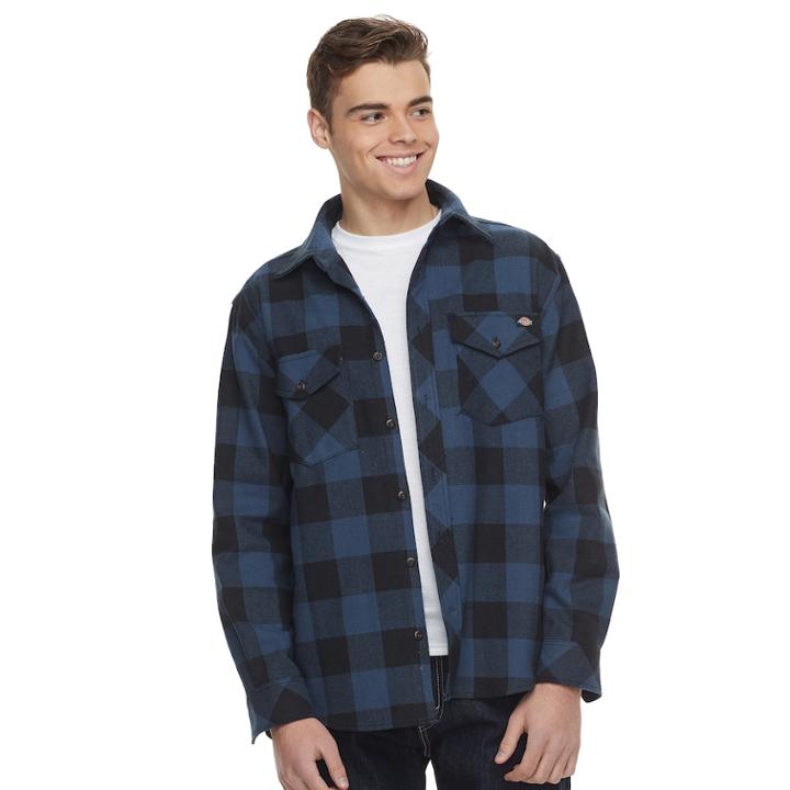 Men's Dickies Plaid Flannel Shirt, Size: Xl, Dark Blue