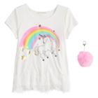Plus Size Girls 7-16 Self Esteem Lace Trim Graphic Tee With Pom Keychain, Size: Xxl Plus, White