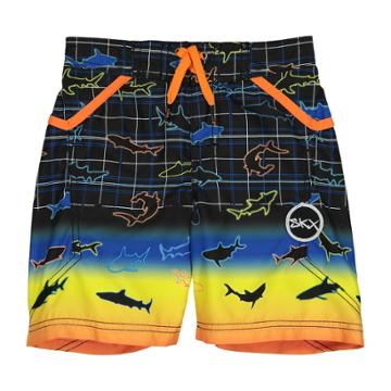 Boys 4-7 Skechers All-over Shark Swim Trunks, Size: 5, Print