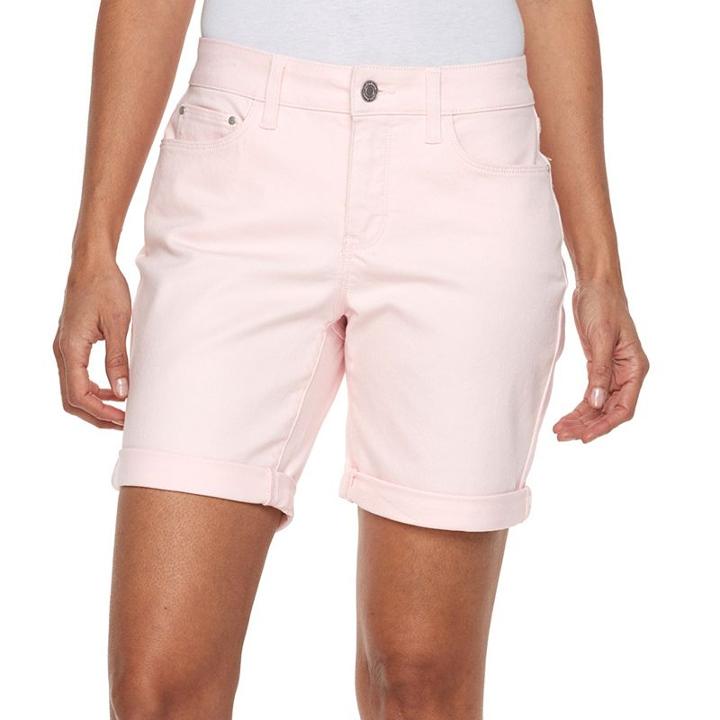 Women's Croft & Barrow® Jean Shorts, Size: 14, Light Pink