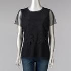 Women's Simply Vera Vera Wang Floral Mesh Tee, Size: Xs, Black