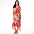 Women's Apt. 9&reg; Smocked High-low Maxi Dress, Size: Xl, Red Floral