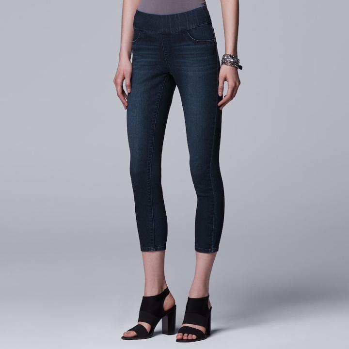 Women's Simply Vera Vera Wang Pull-on Capri Jeggings, Size: 6, Blue (navy)