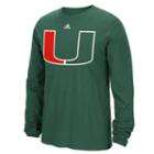 Men's Adidas Miami Hurricanes Preferred Logo Long-sleeve Tee, Size: Small, Green