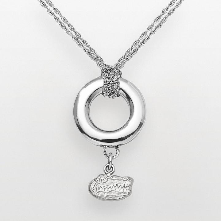 Florida Gators Sterling Silver Halo Pendant, Women's, Size: 16, Grey