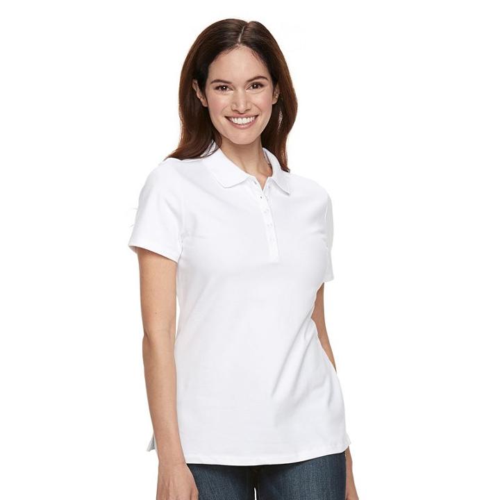 Petite Croft & Barrow&reg; Classic Solid Polo, Women's, Size: L Petite, White
