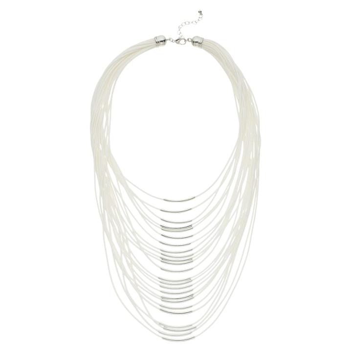 Silver Tone Multi Strand Necklace, Women's, White