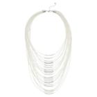 Silver Tone Multi Strand Necklace, Women's, White
